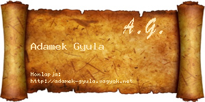 Adamek Gyula névjegykártya